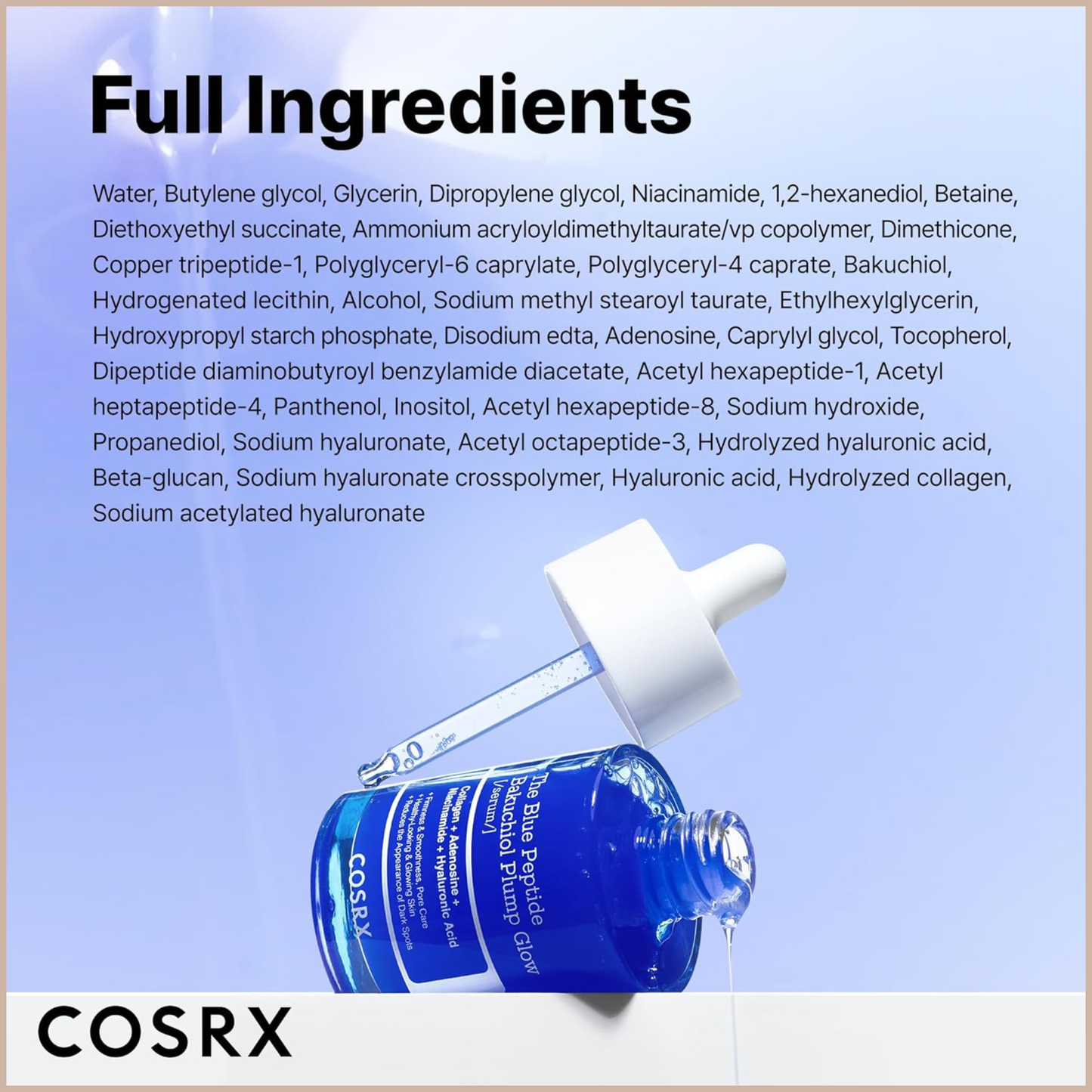 The Blue Copper Peptide Bakuchiol Serum – Korean Peptide Plumping Face Serum with GHK-Cu Copper Peptides & Bakuchiol – 1.69 fl oz
