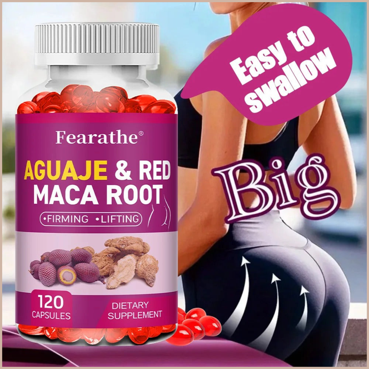 Organic Aguaje & Red Maca Root Capsules – Women’s Wellness, Body Balance, Energy & Immune Support – 120 Count