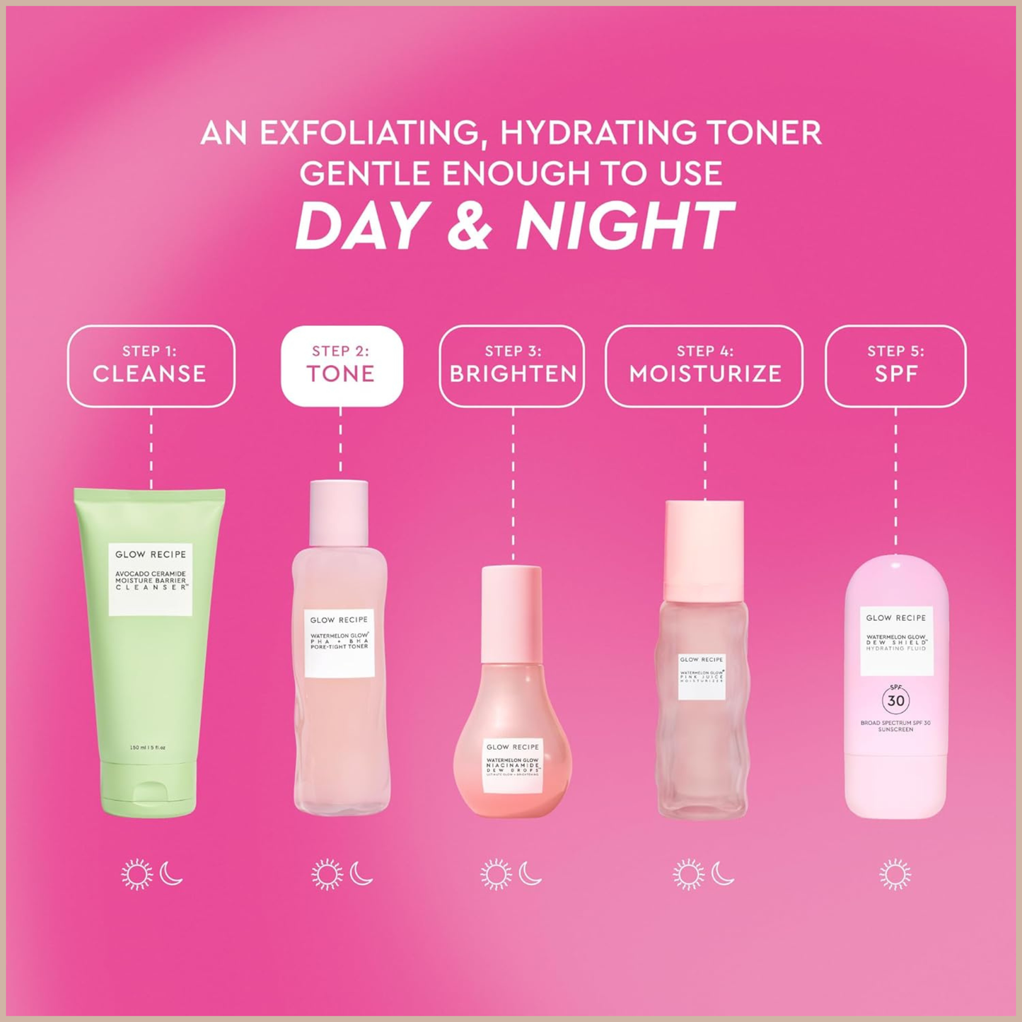 Glow Recipe PHA + BHA Face Toner – Watermelon Hydrating Exfoliating Toner for Pores & Smooth Skin – 150ml