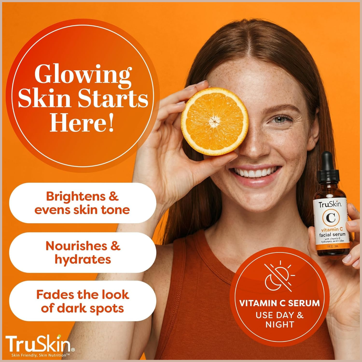 Vitamin C Brightening Serum with Hyaluronic Acid, Aloe Vera & Vitamin E for Glow & Even Skin Tone