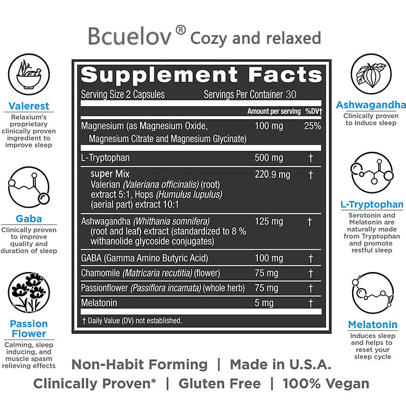 Natural Sleep Support Capsules with Melatonin & Magnesium, 120 Count