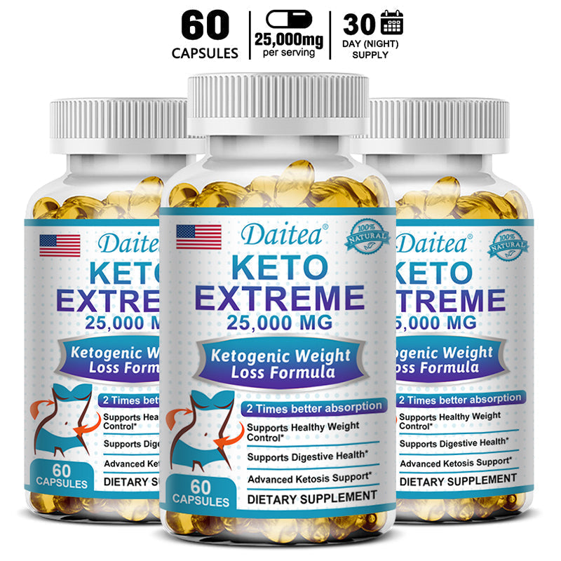 DAITEA Keto Apple Cider Vinegar Capsules 25000mg, Adult Keto-Friendly Wellness Supplement, 60 Count