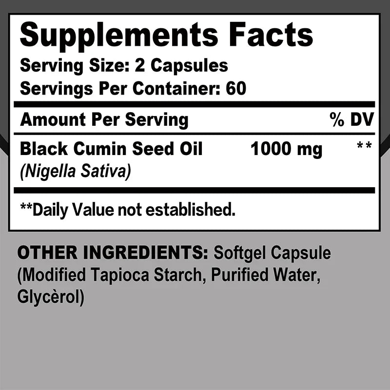 Black Seed Oil Wellness Support Capsules, 60 Count