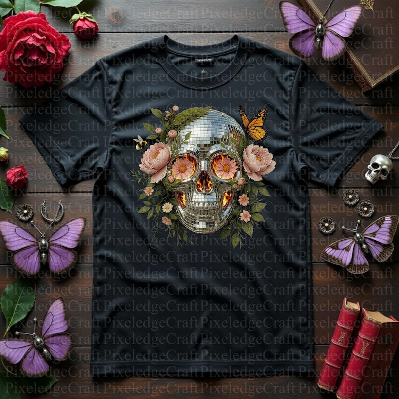 Gothic Floral Skulls Bees PNG Bundle | Special Effects, 300 DPI (Digital Download)
