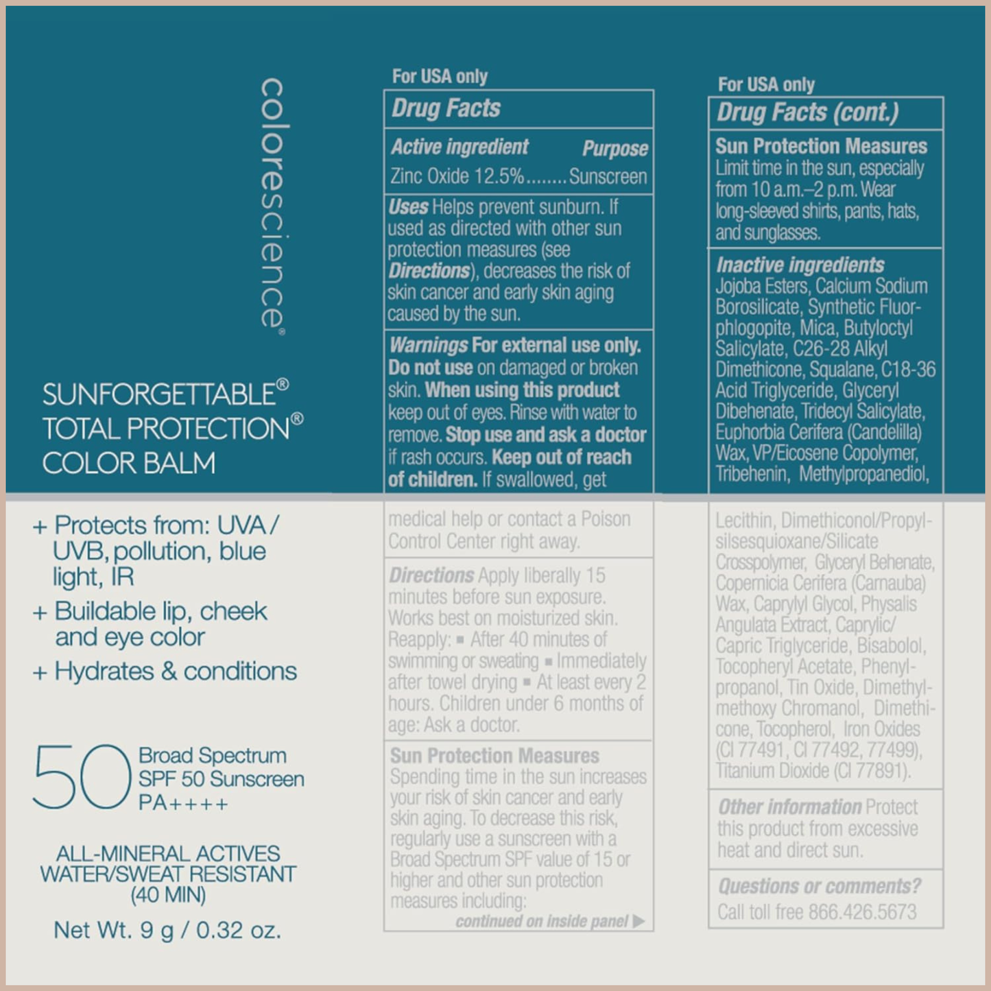 Sunforgettable Total Protection Color Balm SPF 50 – Mineral Broad Spectrum Lip & Cheek Balm with Buildable Color – Bronze