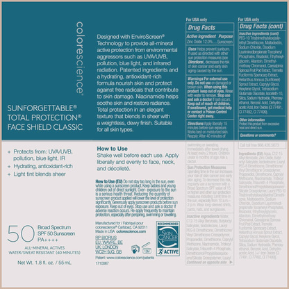 Total Protection Face Shield SPF 50 – 100% Mineral Zinc Oxide Sunscreen with Environmental Defense – 1.8 fl oz