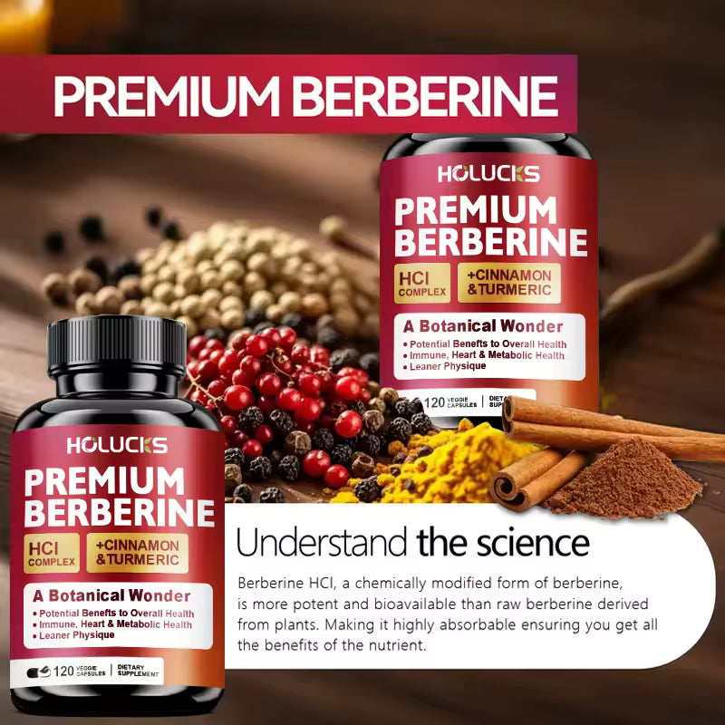 Berberine Complex 1300mg with Cinnamon & Turmeric, 120 Count