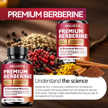 Berberine Complex 1300mg with Cinnamon & Turmeric, 120 Count