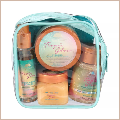 Tropic Glow Everything Shower Gift Set – 4-Piece Self-Care Body Care Set with Scrub, Body Wash, Shave Oil & Body Butter