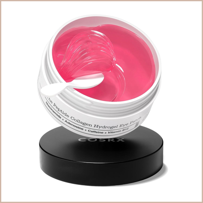 Pink Peptides Collagen Hydrogel Eye Patch – Cooling & Firming Under Eye Patches with 4 Peptides, Collagen & Caffeine – 60 Count
