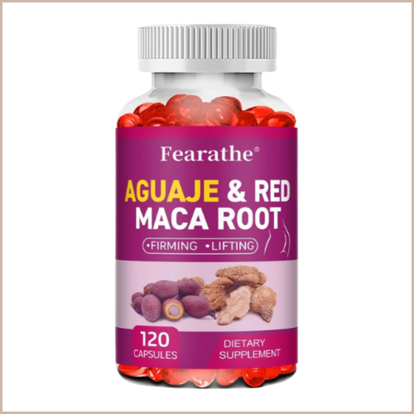 Organic Aguaje & Red Maca Root Capsules – Women’s Wellness, Body Balance, Energy & Immune Support – 120 Count
