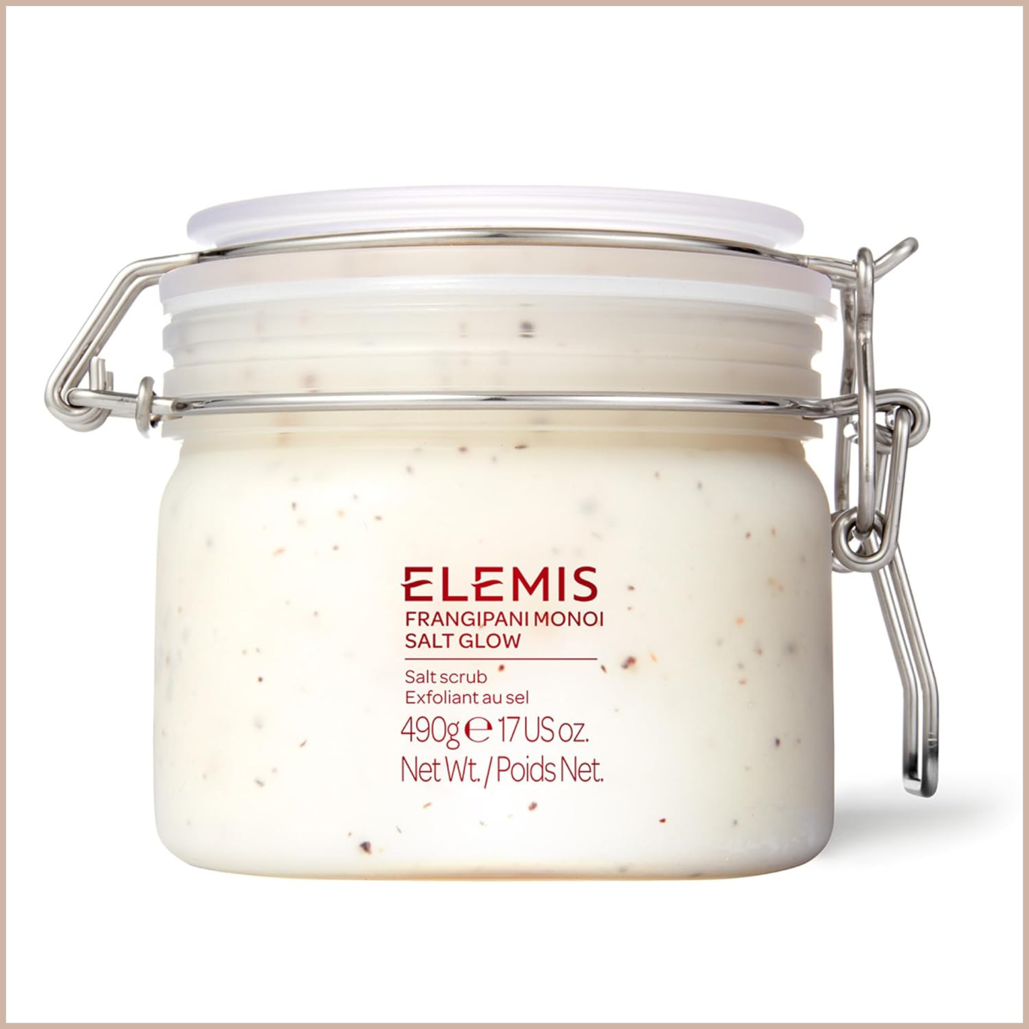 Frangipani Monoi Salt Glow Body Scrub – Tropical Body Polish with Mineral-Rich Salts, Hibiscus & Monoi Oil – 490g