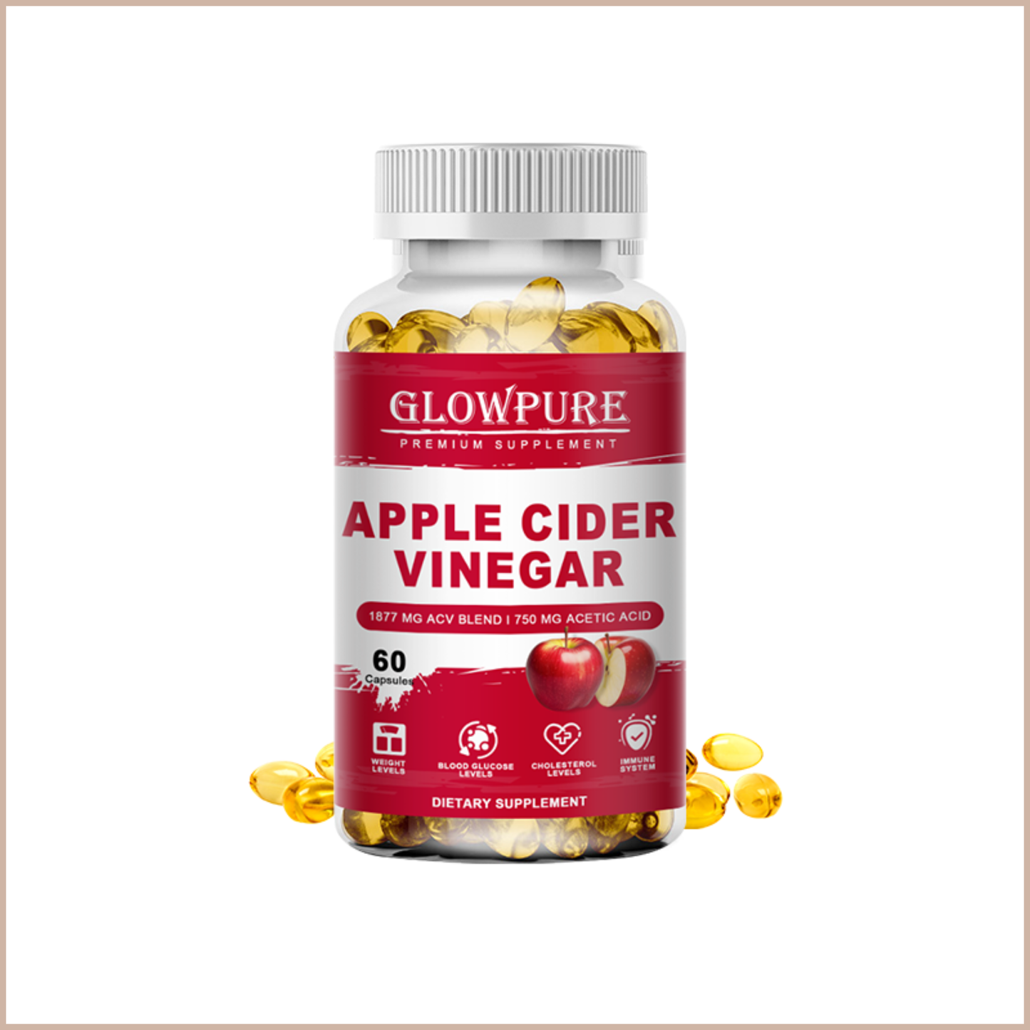 Apple Cider Vinegar Capsules, Adult Daily Wellness Supplement, 60 Count