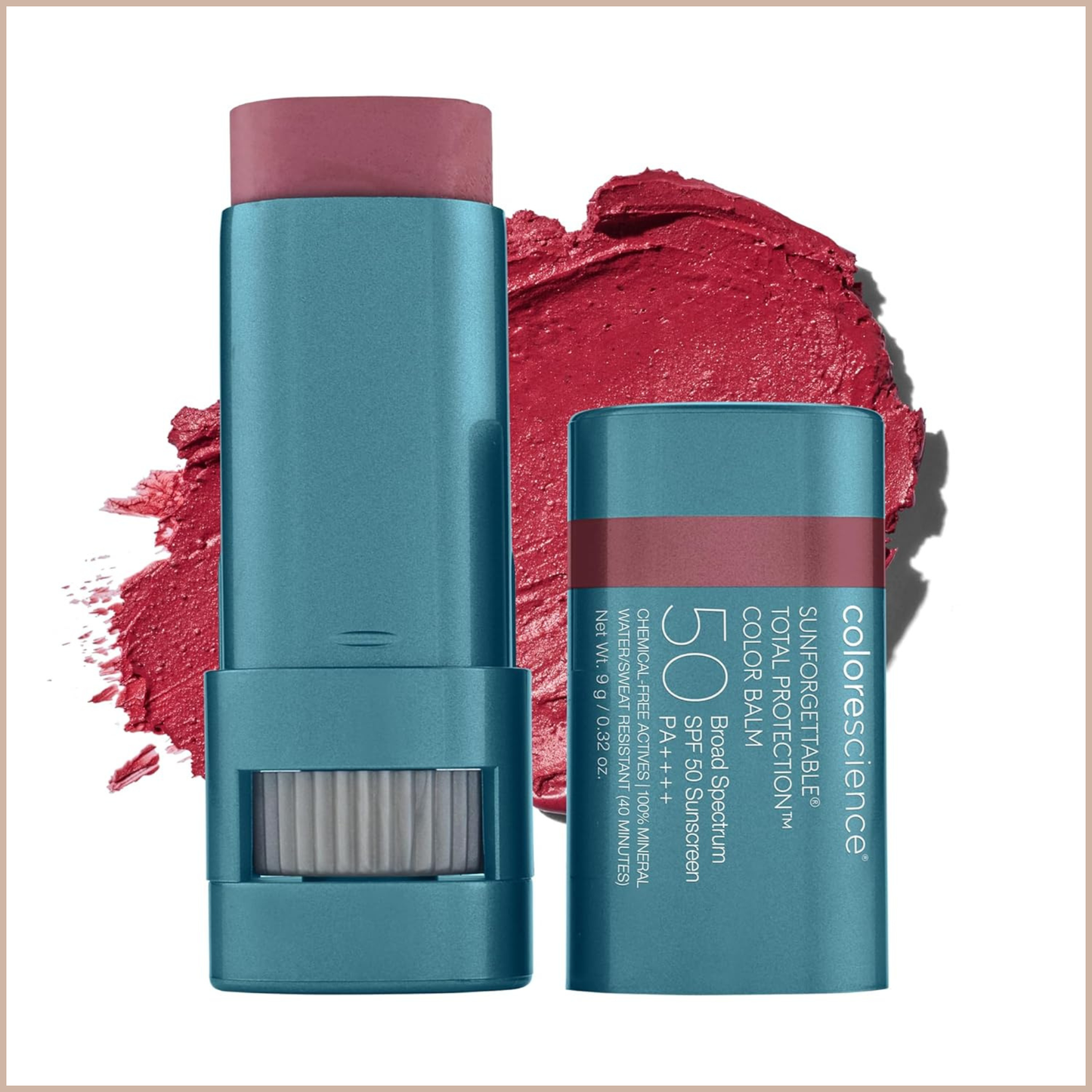 Sunforgettable Total Protection Color Balm SPF 50 – Mineral Broad Spectrum Lip & Cheek Balm with Buildable Color – Berry