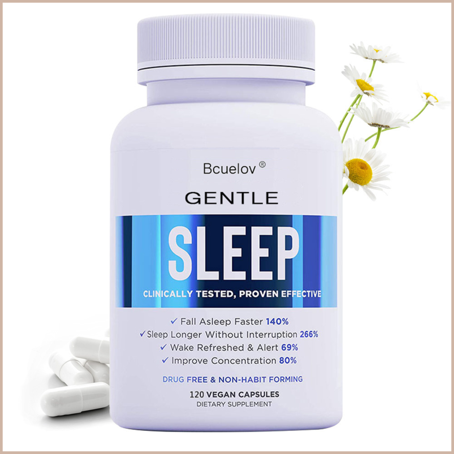 Natural Sleep Support Capsules with Melatonin & Magnesium, 120 Count