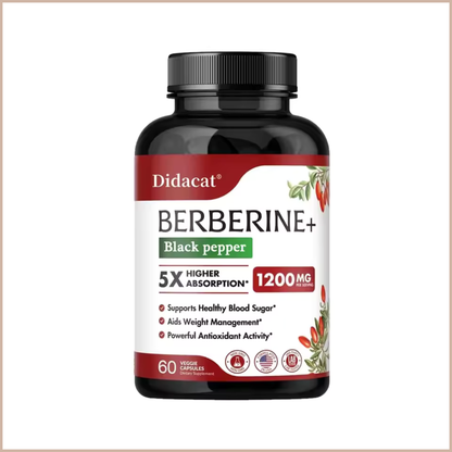 Berberine HCl Supplement with BioPerine, Metabolic Wellness Support, Vegetarian Capsules, 60 count