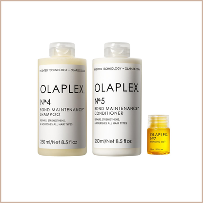 Wash and Shine Hair Kit – No.4, No.5 & No.7 Shampoo, Conditioner and Bonding Oil Set for Shine, Hydration & Frizz Control