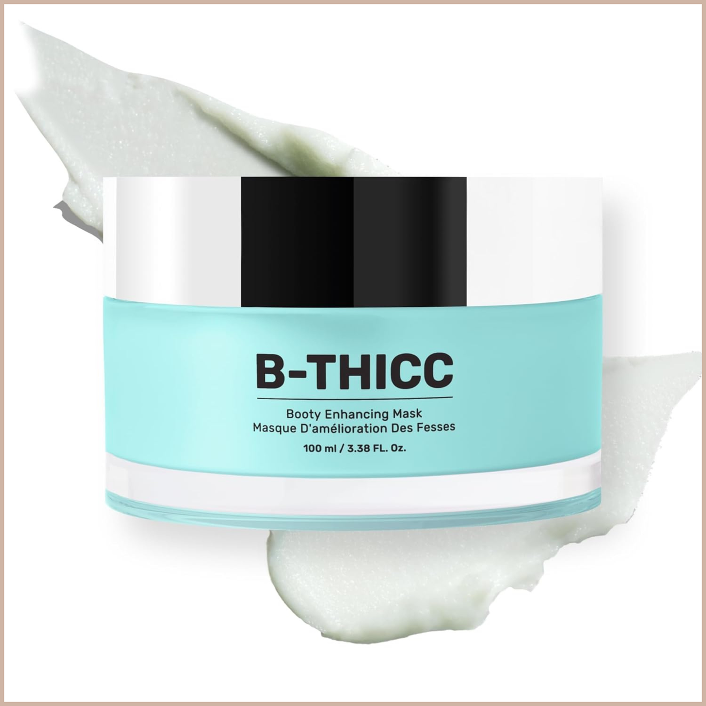 B-THICC Booty Enhancing Mask – Plumping & Firming Body Cream for Booty Area with Hyaluronic Acid & Grape Seed Oil – 3.38 fl oz