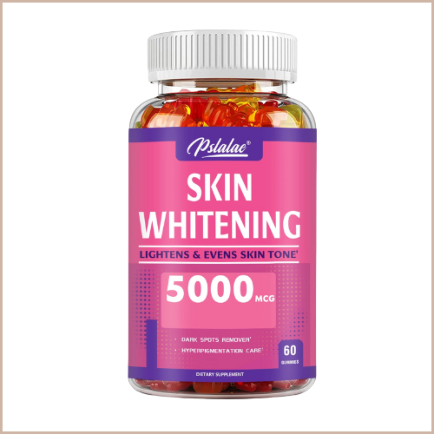 Skin Brightening Gummies – Tone, Antioxidant & Anti-Aging Support – L-Glutathione, Lemon & Cinnamon – 60 Gummies