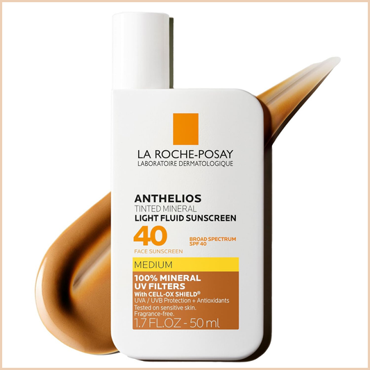 Anthelios Tinted Mineral Sunscreen SPF 40 – Ultra-Light Broad Spectrum Face Sunscreen with Titanium Dioxide & Zinc Oxide, Oil-Free Matte Finish - Medium