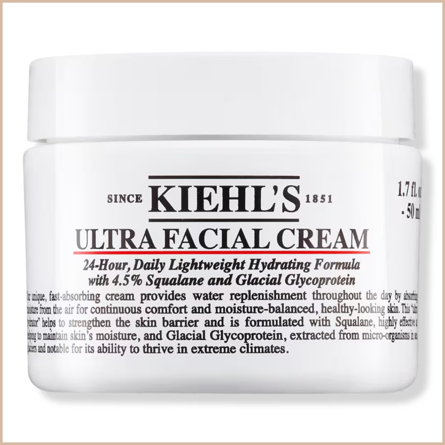 Ultra Facial Cream with Squalane – Lightweight 72-Hour Hydrating Moisturizer for All Skin Types