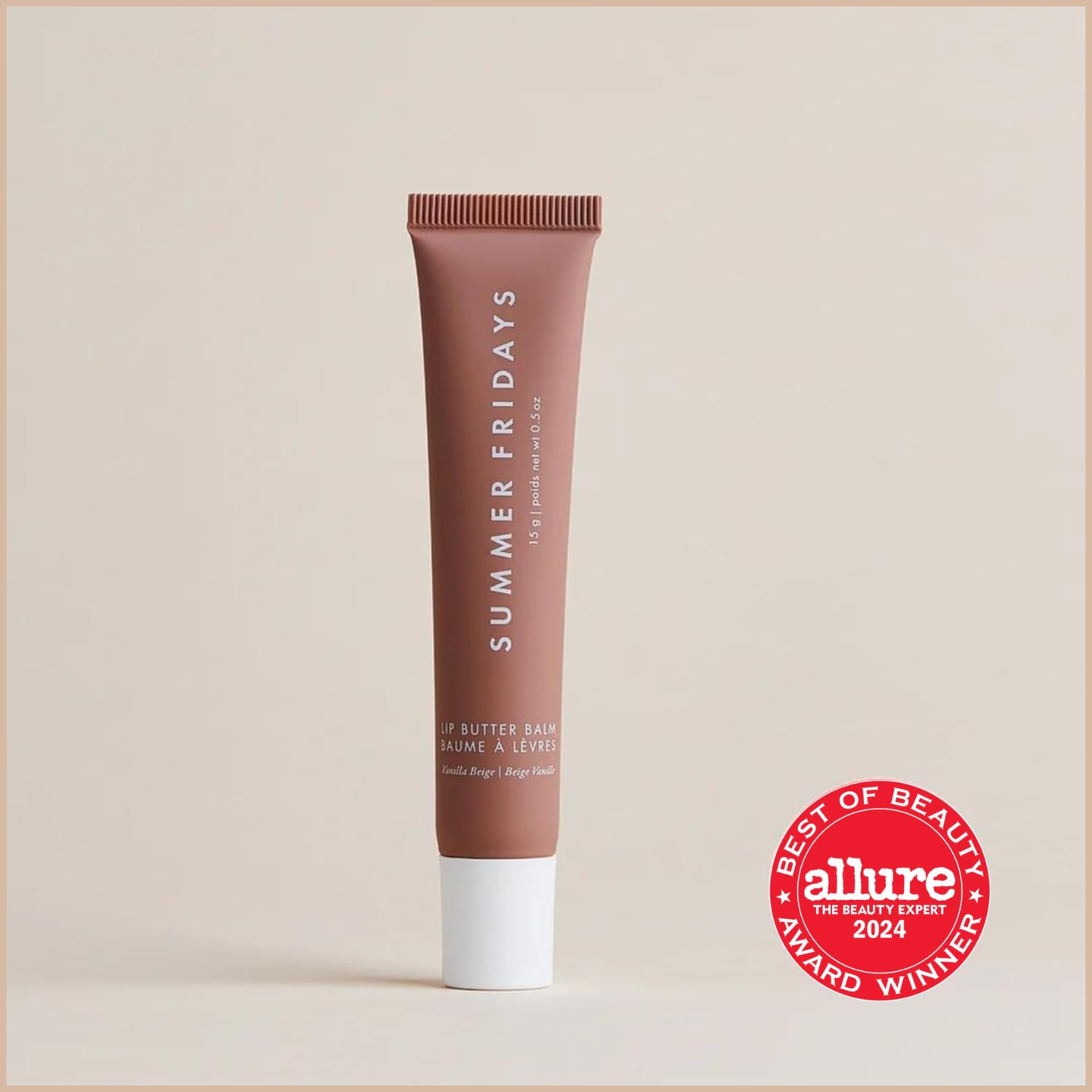 Tinted Lip Butter Balm – Conditioning Vegan Lip Balm for Instant Moisture, Shine & Hydration – Softening & Soothing – Vanilla Beige