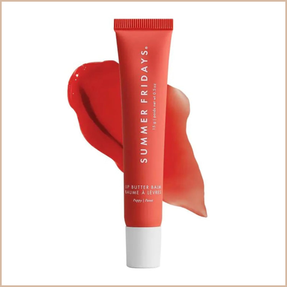 Tinted Lip Butter Balm – Hydrating Vegan Lip Balm for Instant Moisture & Shine – Poppy