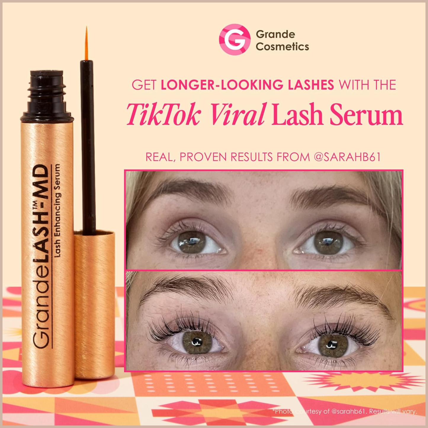 GrandeLASH-MD Lash Enhancing Serum – Peptide & Vitamin Infused Formula for Longer, Thicker, Fuller-Looking Lashes – Ophthalmologist Tested