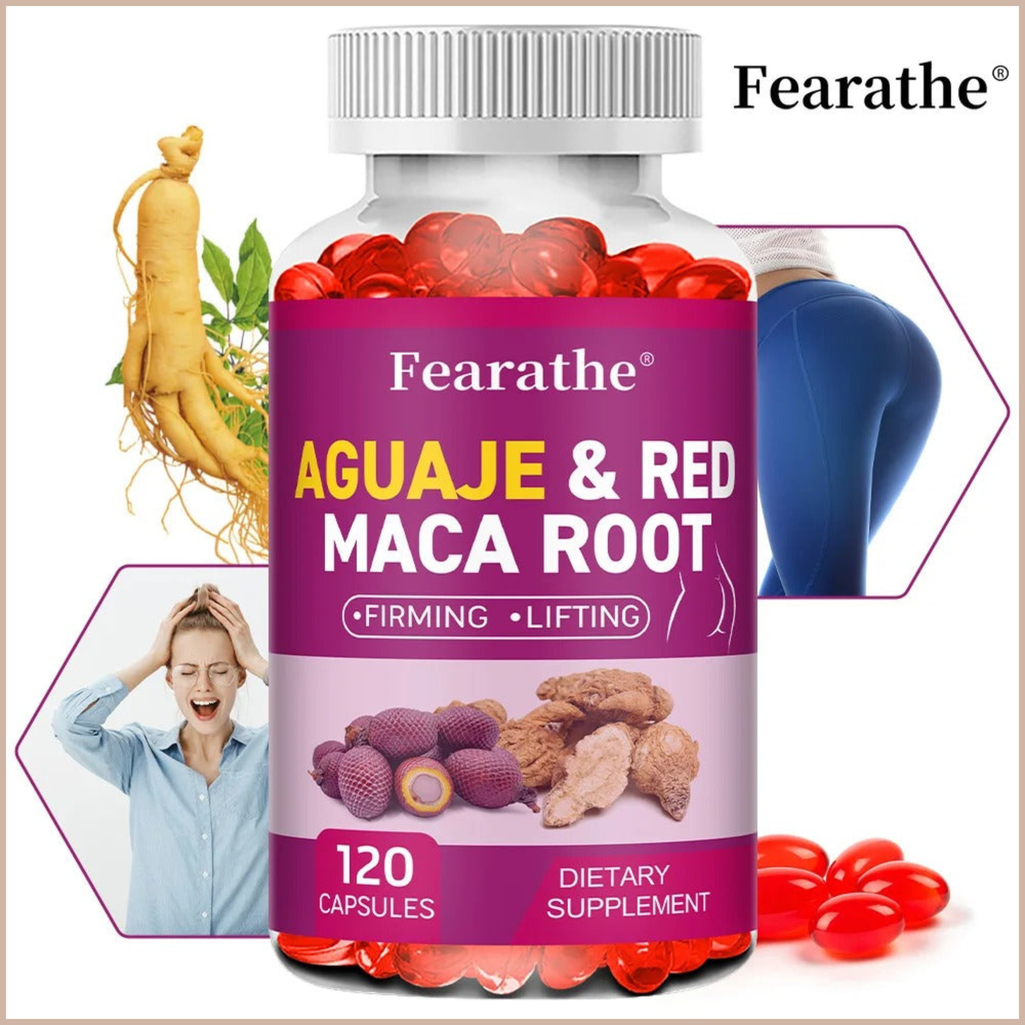 Organic Aguaje & Red Maca Root Capsules – Women’s Wellness, Body Balance, Energy & Immune Support – 120 Count