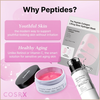 Pink Peptides Collagen Hydrogel Eye Patch – Cooling & Firming Under Eye Patches with 4 Peptides, Collagen & Caffeine – 60 Count