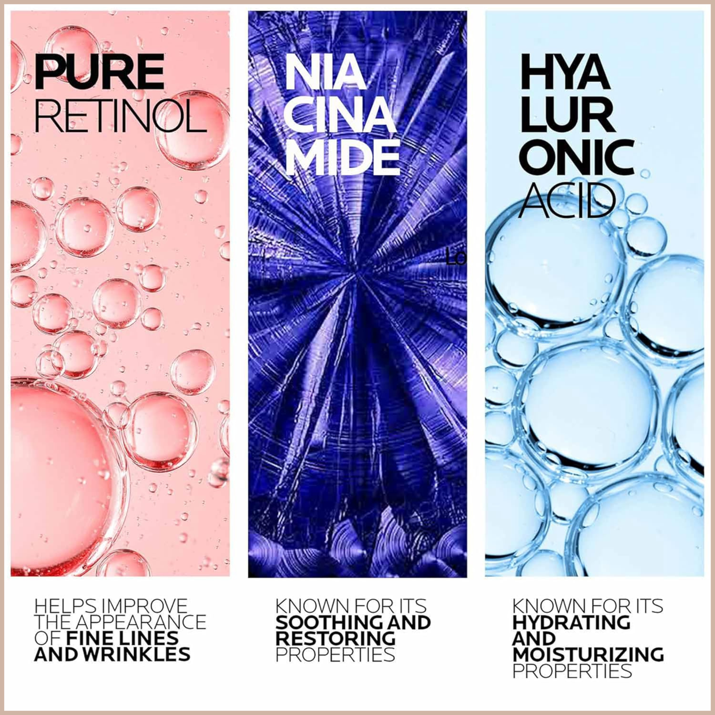 Pure Retinol Face Serum with Niacinamide & Hyaluronic Acid – Gentle Anti-Aging Serum for Fine Lines, Wrinkles & Uneven Tone – 1.0 fl oz