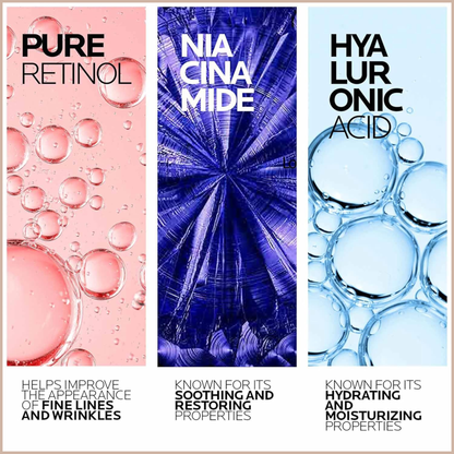 Pure Retinol Face Serum with Niacinamide & Hyaluronic Acid – Gentle Anti-Aging Serum for Fine Lines, Wrinkles & Uneven Tone – 1.0 fl oz