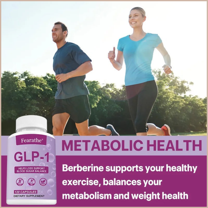GLP-1 Support Supplement – Berberine, Green Tea & Cinnamon – Metabolism, Blood Sugar & Weight Management Support – 120 Capsules