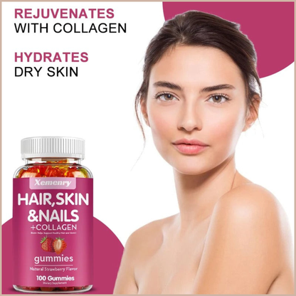Natural Biotin Gummies – Hair, Skin, Nails & Collagen Support – Antioxidant Beauty Supplement – 100 Gummies