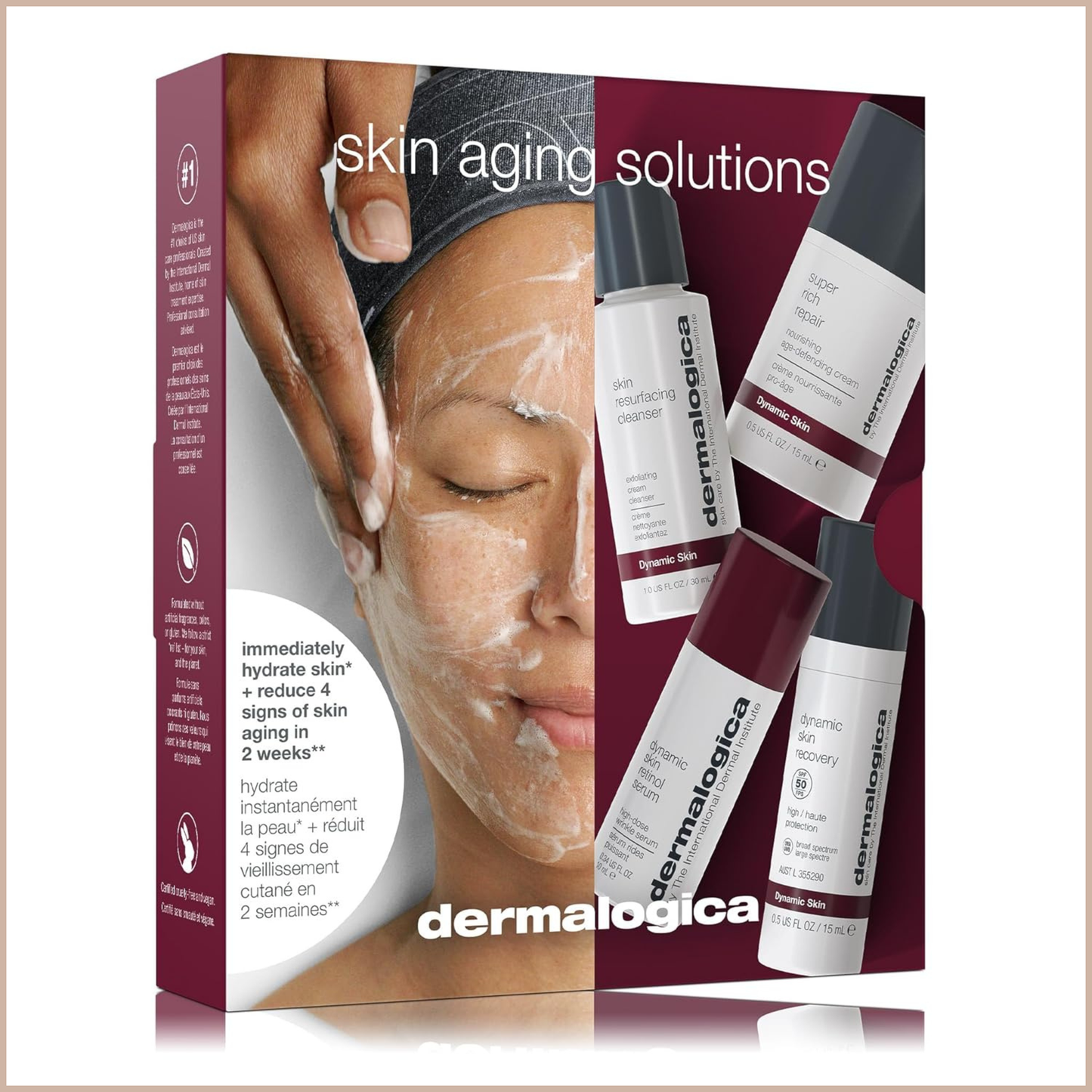 Skin Aging Solutions Kit – Anti-Aging Travel Skincare Set with Cleanser, Retinol Serum, SPF 50 Moisturizer & Repair Cream