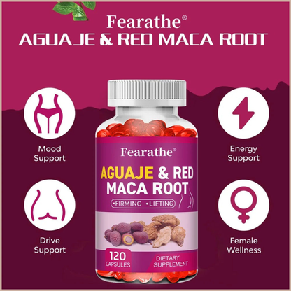 Organic Aguaje & Red Maca Root Capsules – Women’s Wellness, Body Balance, Energy & Immune Support – 120 Count