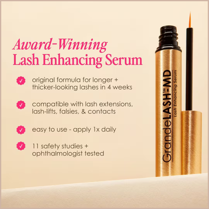 GrandeLASH-MD Lash Enhancing Serum – 6 Month Supply – Longer, Thicker & Healthier-Looking Lashes