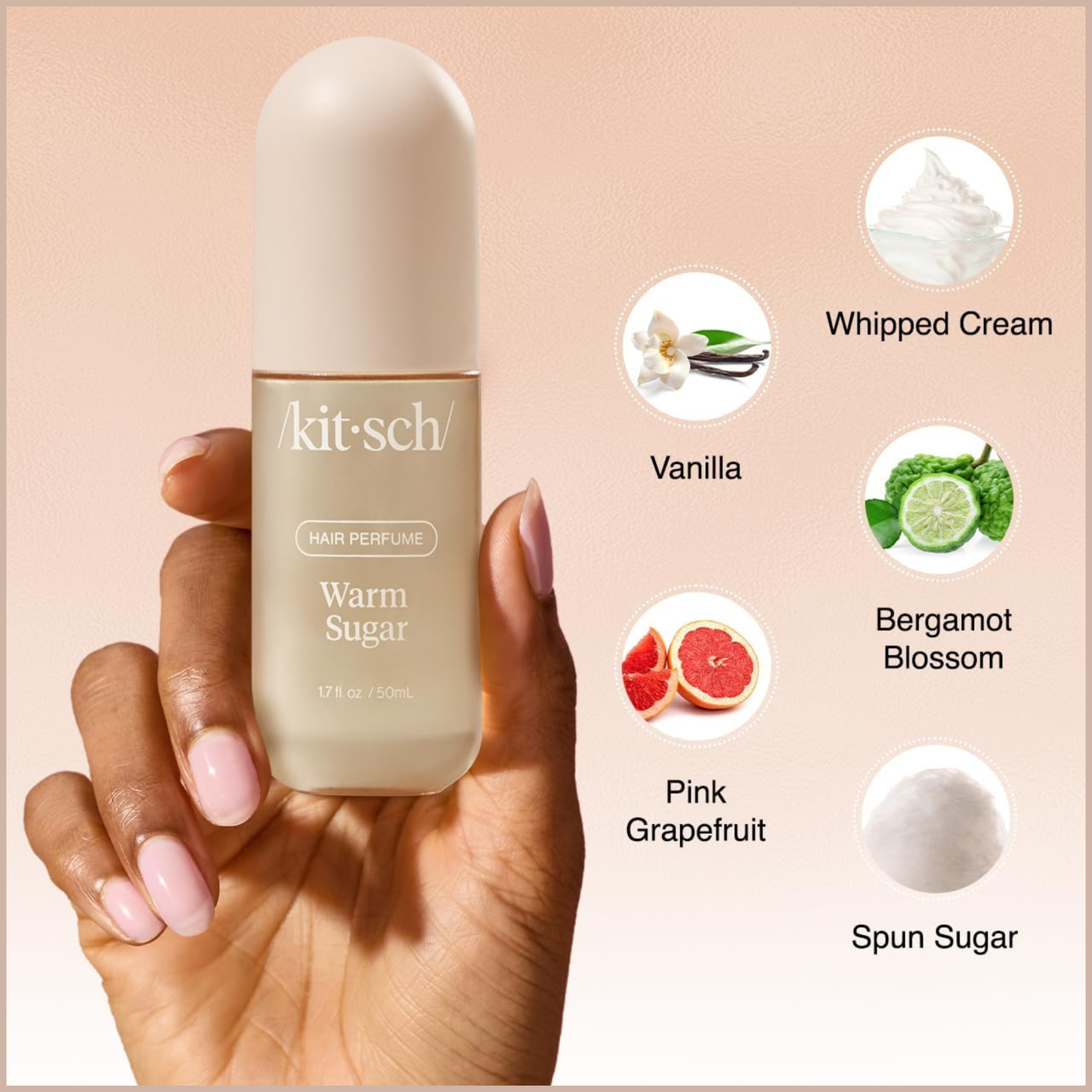 Hair Perfume for Women – Warm Sugar Hair & Body Mist with Patented Odor-Eliminating Technology – Pink Grapefruit, Spun Sugar & Vanilla Scent – 50ml