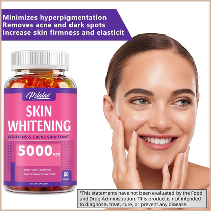 Skin Brightening Gummies – Tone, Antioxidant & Anti-Aging Support – L-Glutathione, Lemon & Cinnamon – 60 Gummies