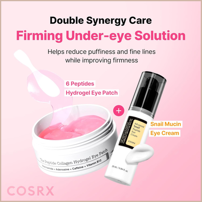 Pink Peptides Collagen Hydrogel Eye Patch – Cooling & Firming Under Eye Patches with 4 Peptides, Collagen & Caffeine – 60 Count