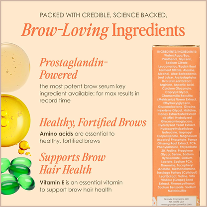 GrandeBROW Brow Enhancing Serum – Fuller, Bolder-Looking Eyebrow Serum with Vitamins, Peptides, Antioxidants & Amino Acids