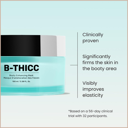 B-THICC Booty Enhancing Mask – Plumping & Firming Body Cream for Booty Area with Hyaluronic Acid & Grape Seed Oil – 3.38 fl oz