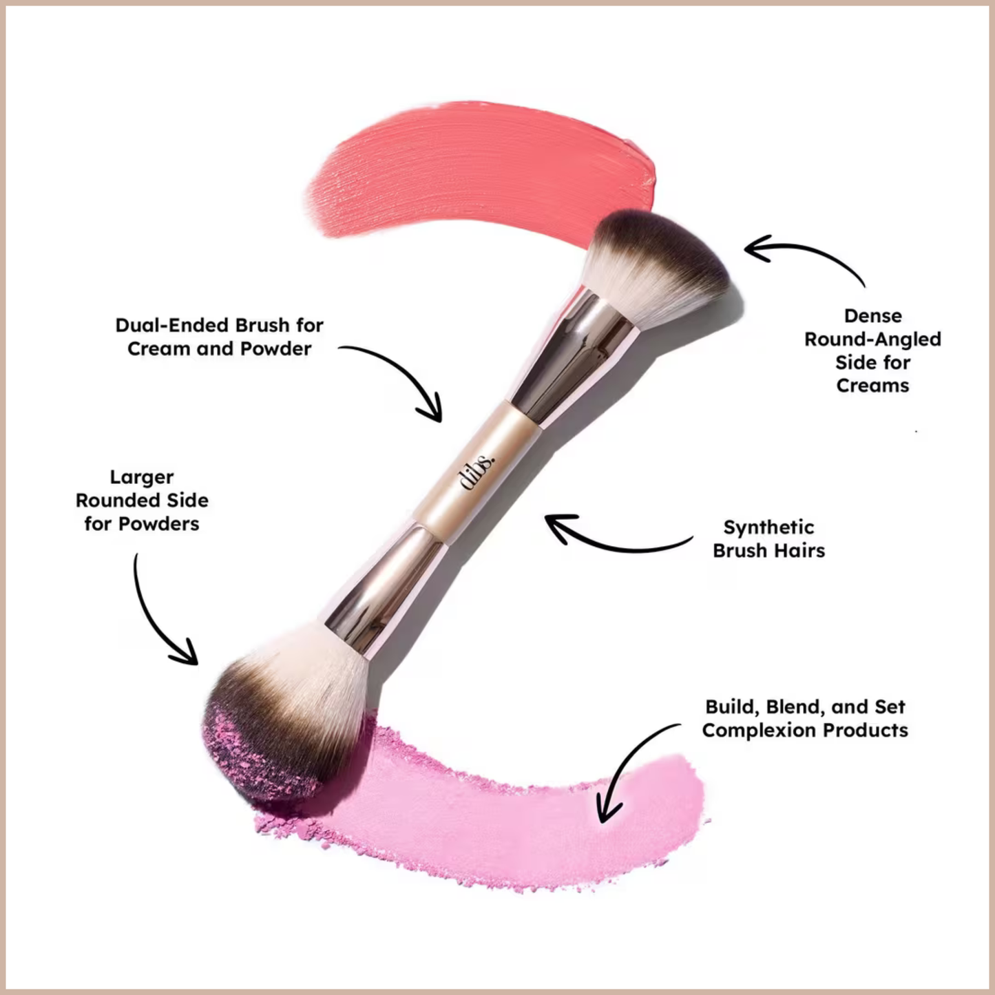 Duo Brush Face for Cream + Powder – Dual-Ended Complexion Brush for Blending, Building & Setting