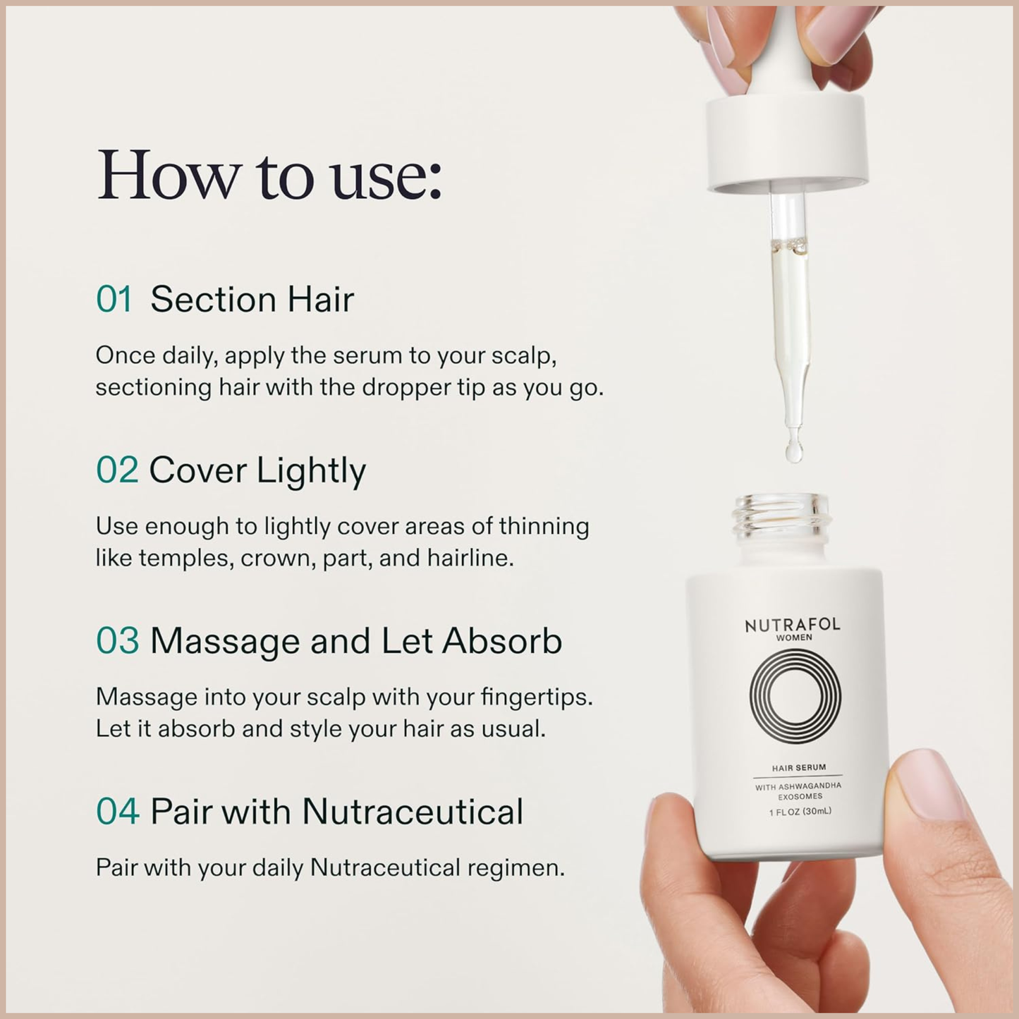 Women’s Hair Serum – Lightweight Scalp Serum for Visibly Thicker, Stronger-Looking Hair with Ashwagandha Exosomes – 1 fl oz