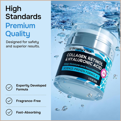 Anti-Aging Face Moisturizer with Retinol, Collagen & Hyaluronic Acid – Firming Hydrating Face & Neck Cream – 1.7 fl oz