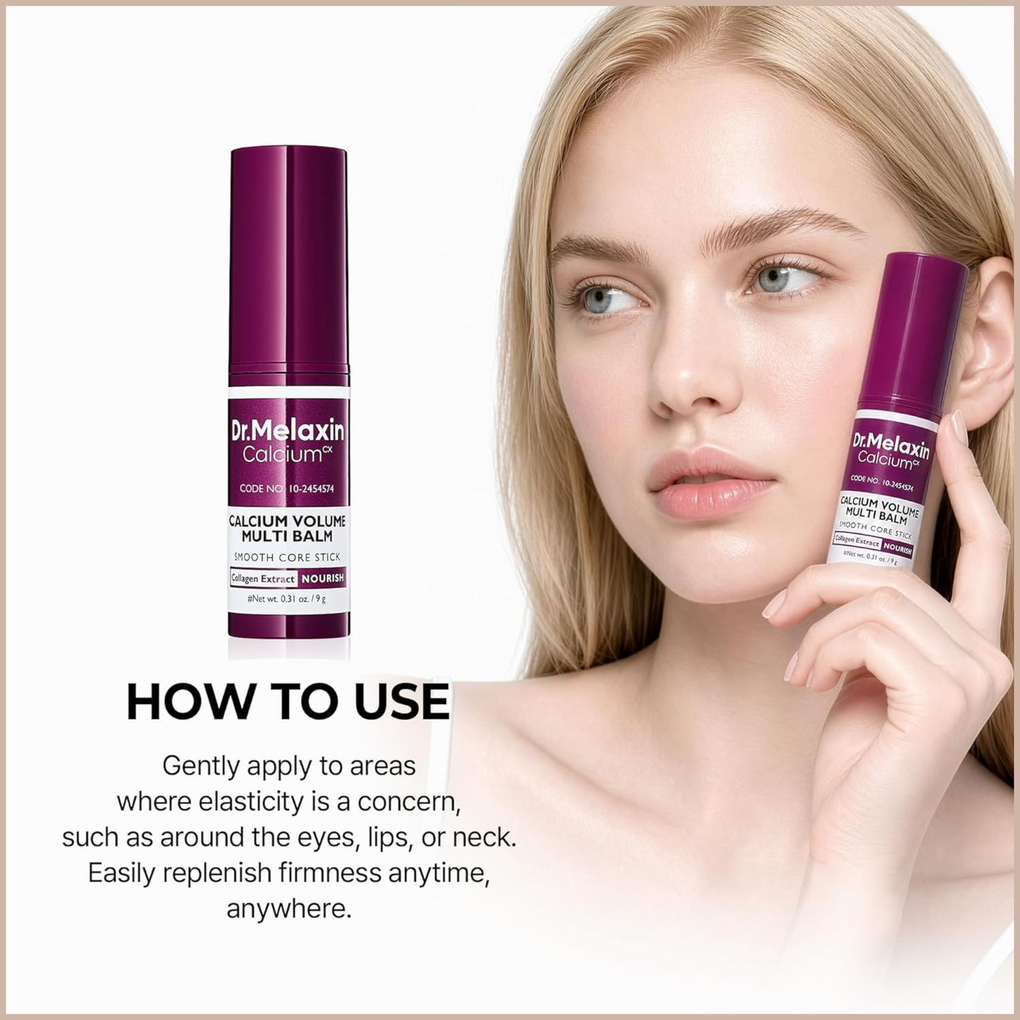 Collagen Multi Balm Stick – Calcium & Adenosine Wrinkle Balm for Eyes, Neck & Face – Korean Skincare Firming Stick – 0.31 oz