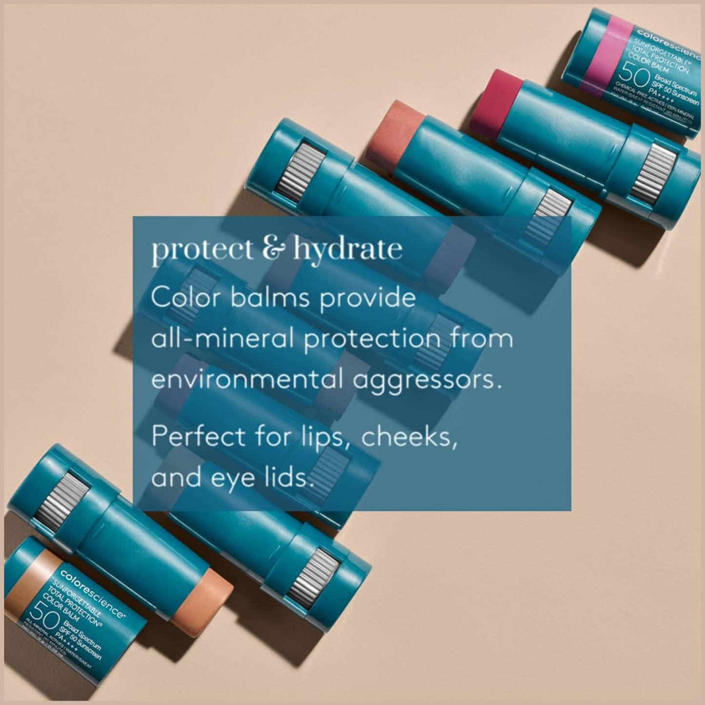 Sunforgettable Total Protection Color Balm SPF 50 – Mineral Broad Spectrum Lip & Cheek Balm with Buildable Color – Blush
