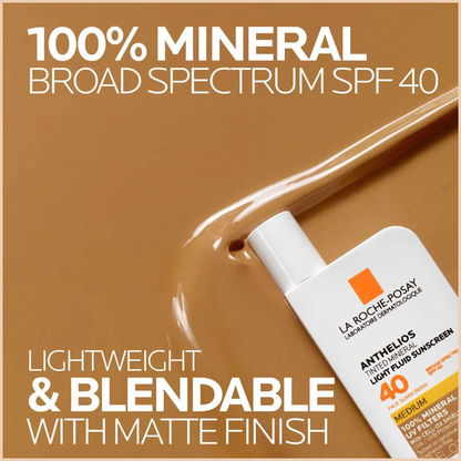 Anthelios Tinted Mineral Sunscreen SPF 40 – Ultra-Light Broad Spectrum Face Sunscreen with Titanium Dioxide & Zinc Oxide, Oil-Free Matte Finish - Medium