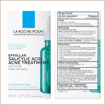 Effaclar 1.5% Salicylic Acid Serum – Acne Treatment Face Serum with Glycolic Acid, LHA & Niacinamide for Blackheads, Whiteheads, Pimples & Post-Acne Marks