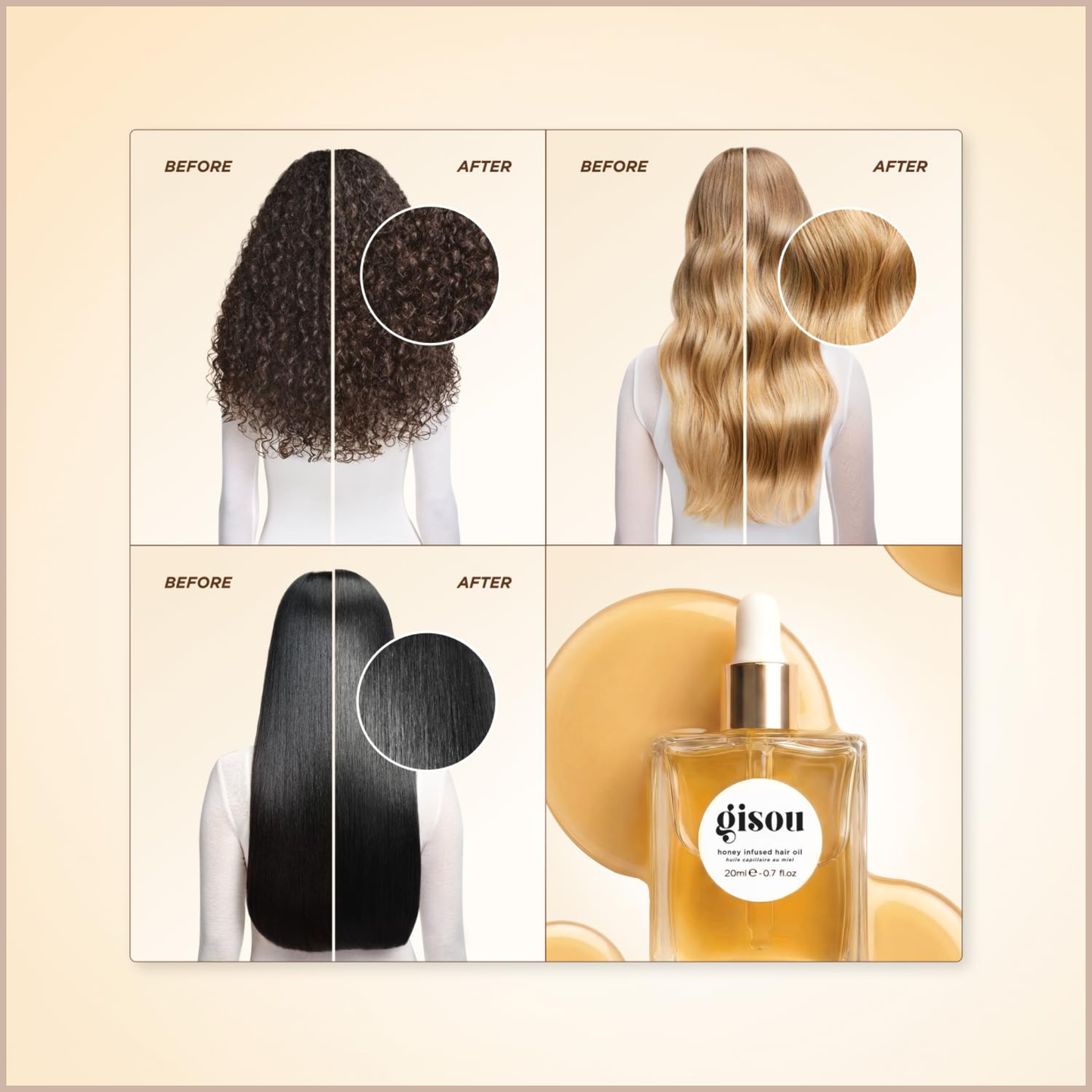 Honey Infused Hair Oil – Hydrating & Frizz Control Luxury Hair Treatment with Mirsalehi Honey – 1.7 fl oz